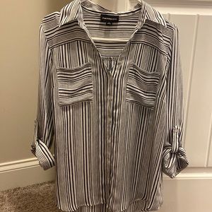 Fortune and Ivy Navy and White stripe blouse, Large